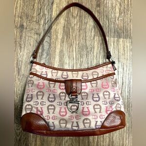 Vintage Etienne Aigner Canvas Logo shoulder Bag Purse